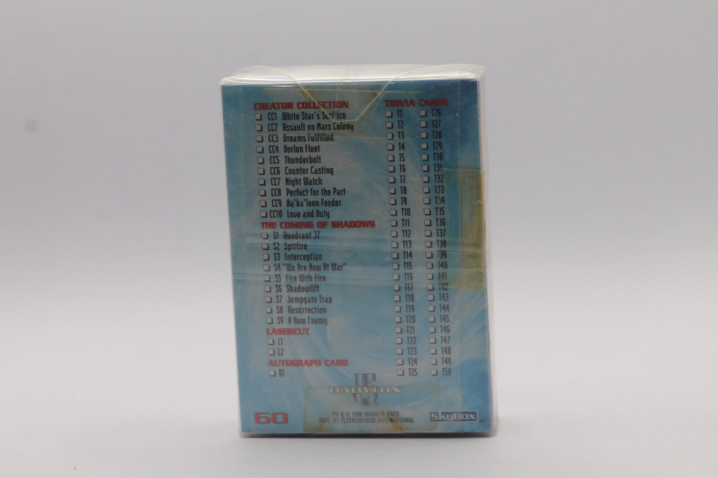 1996 Skybox Complete set of 60 Babylon 5 Trading Cards